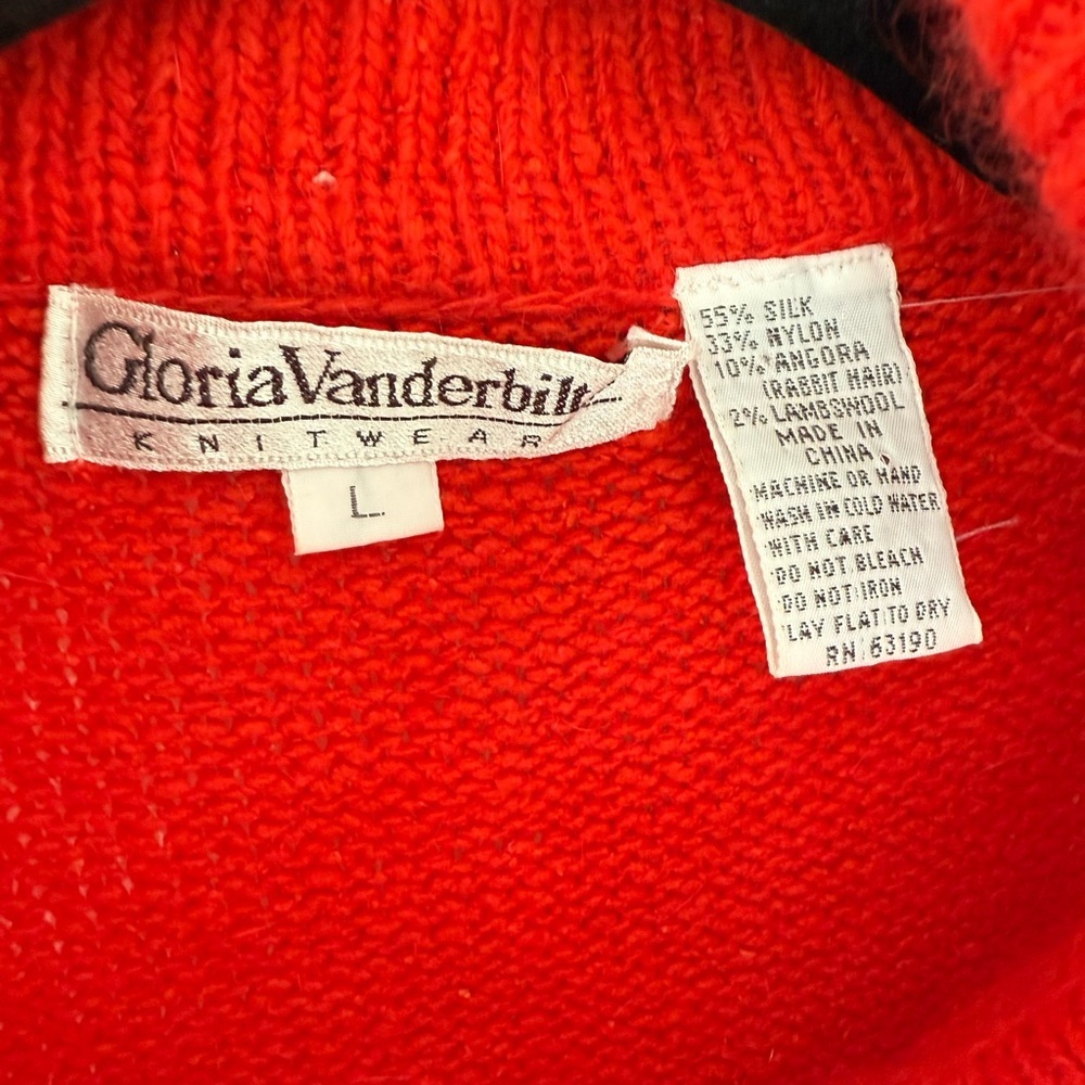 Vintage Gloria Vanderbilt silk and wool Vibrant Red Sleeveless Cowl Neck Sweater - Picture 3 of 3